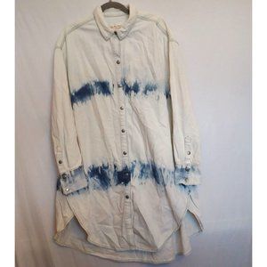 Free People Tuscan Denim Long Sleeve Oversize Tunic Shirt Jacket Medium